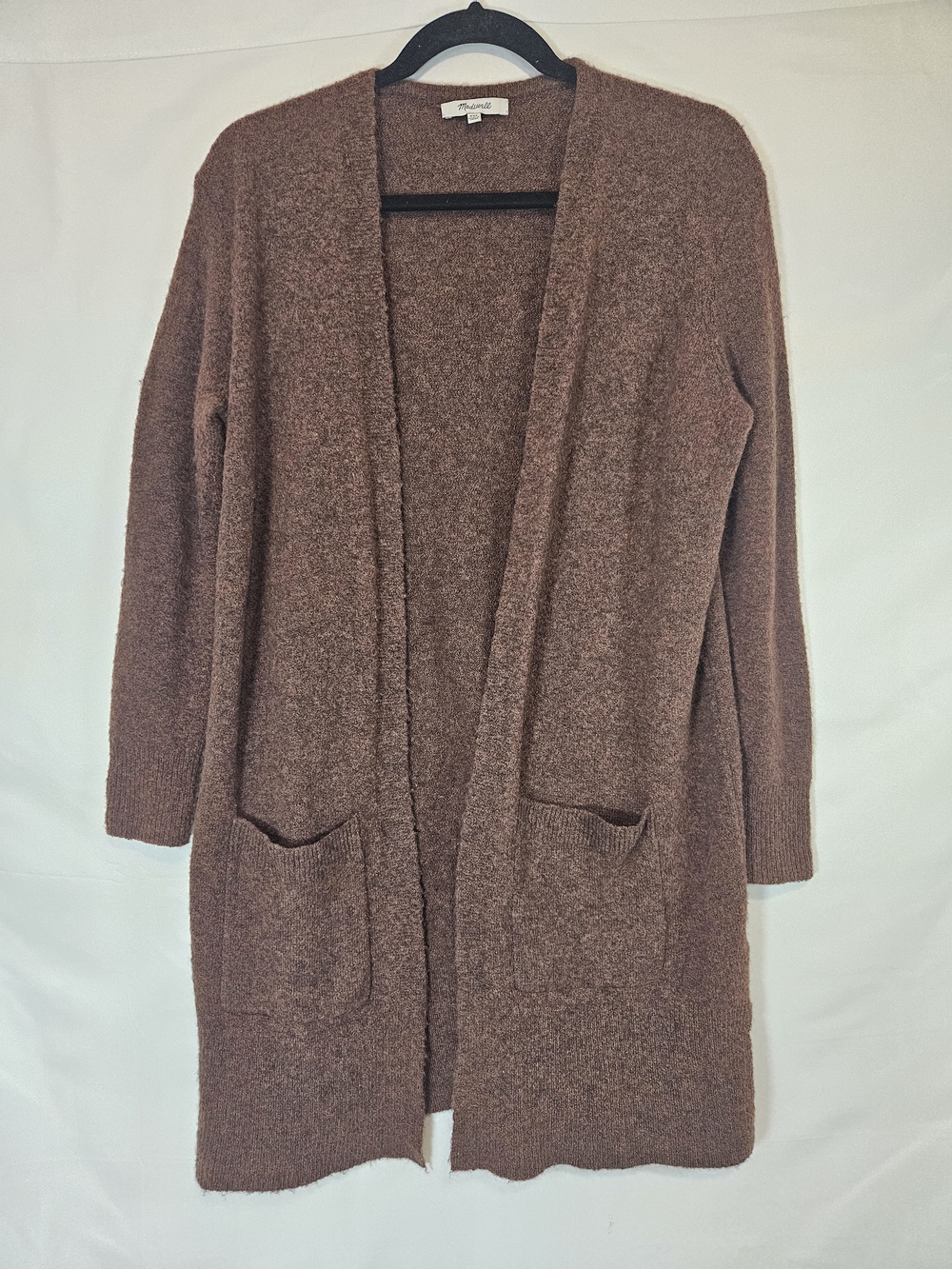 Madewell Long Open-Front Cardigan in Warm Brown Merino/Alpaca Wool Blend Casual